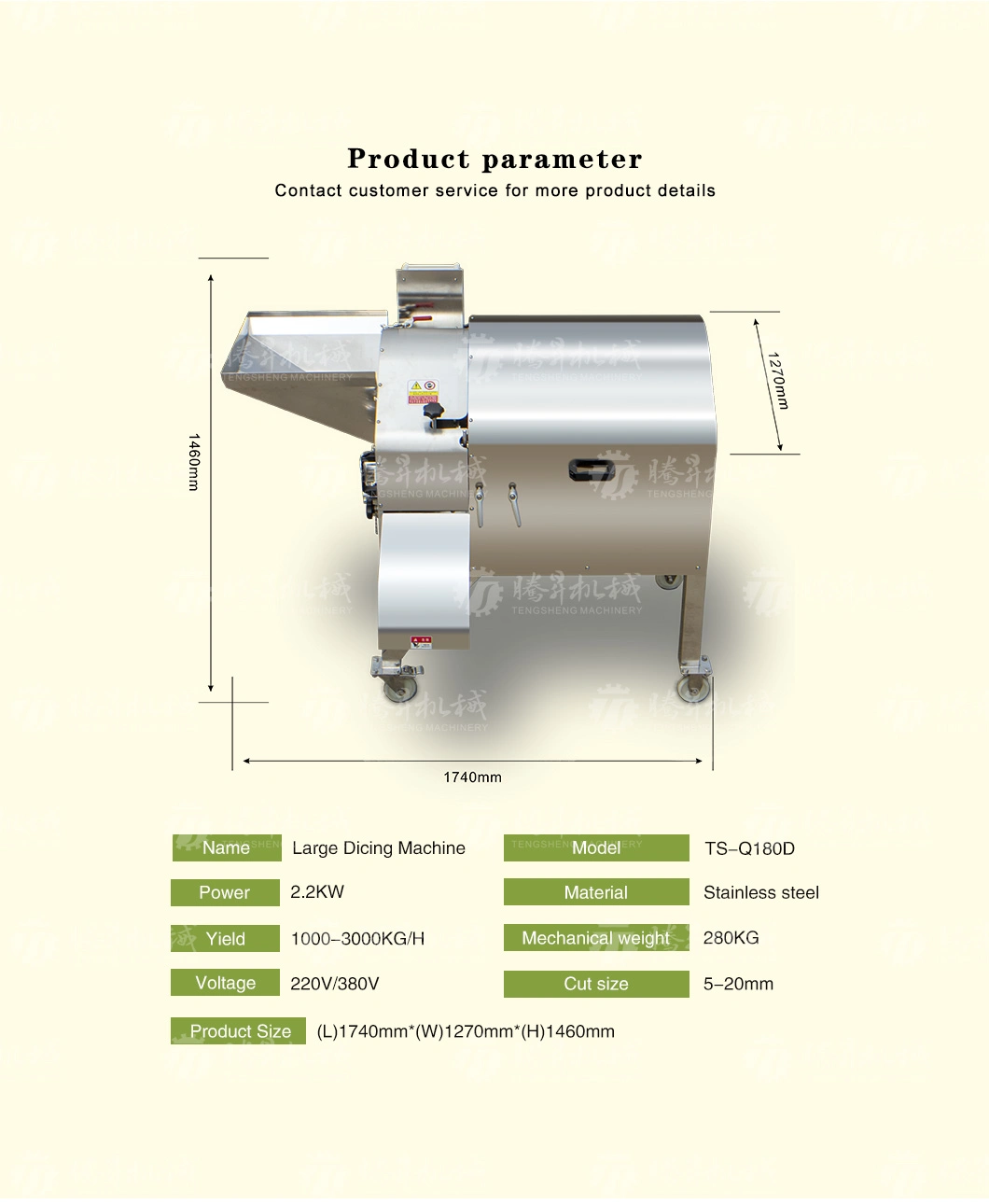 Vegetable Fruit Multifunctional Slicer Cutting Machine Commercial Potato/Cucumber/Carrot/Onion Dicing Machine (TS-Q180D)